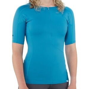 NRS Women's H2Core Rashguard Short Sleeve Shirt XL Fjord Teal Blue NEW
